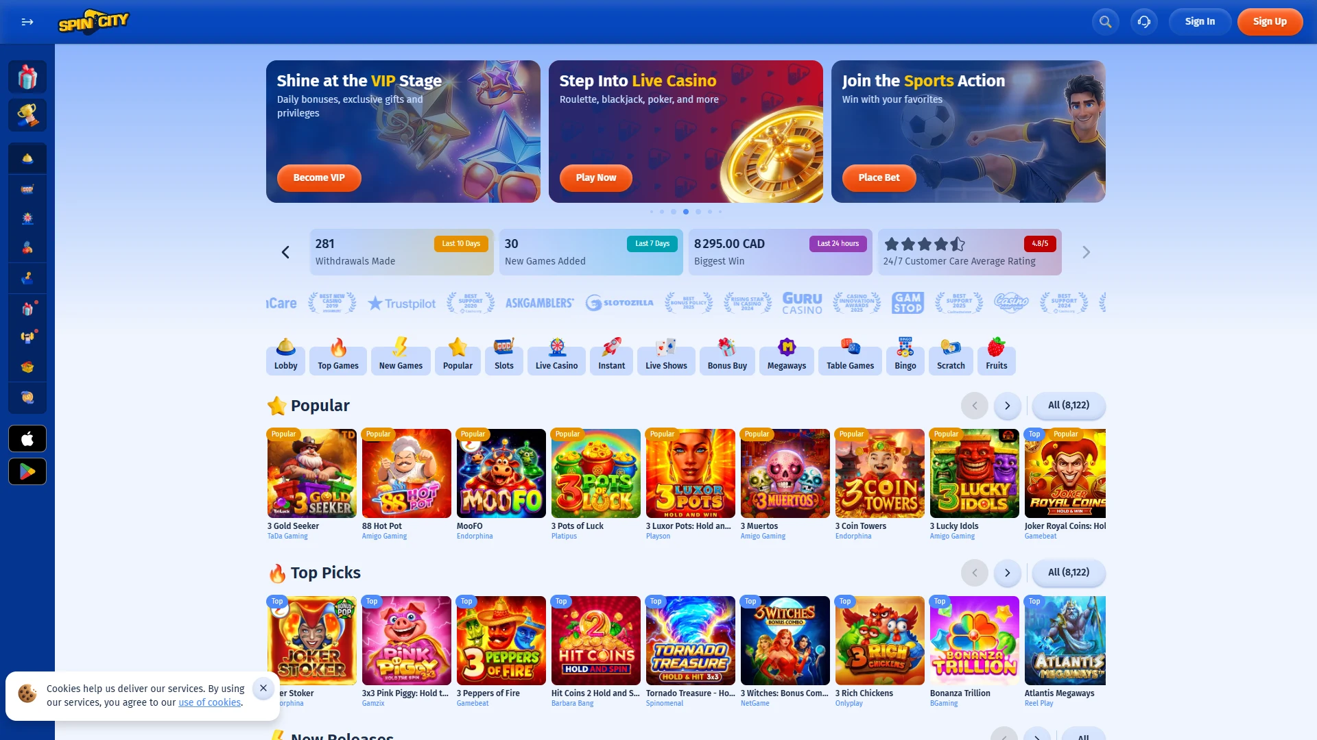 Spin City game lobby